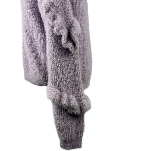 𝅺chelsea & VIOLET CREW NECK LAVENDER COLOR SLOUCH SWEATER WITH RUFFLED‎ DETAIL - Picture 5 of 11